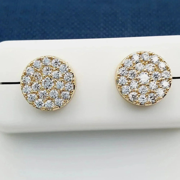 "14K Gold Plated Cubic Zircon Earrings, INUS1BR313 - Picture 1 of 10